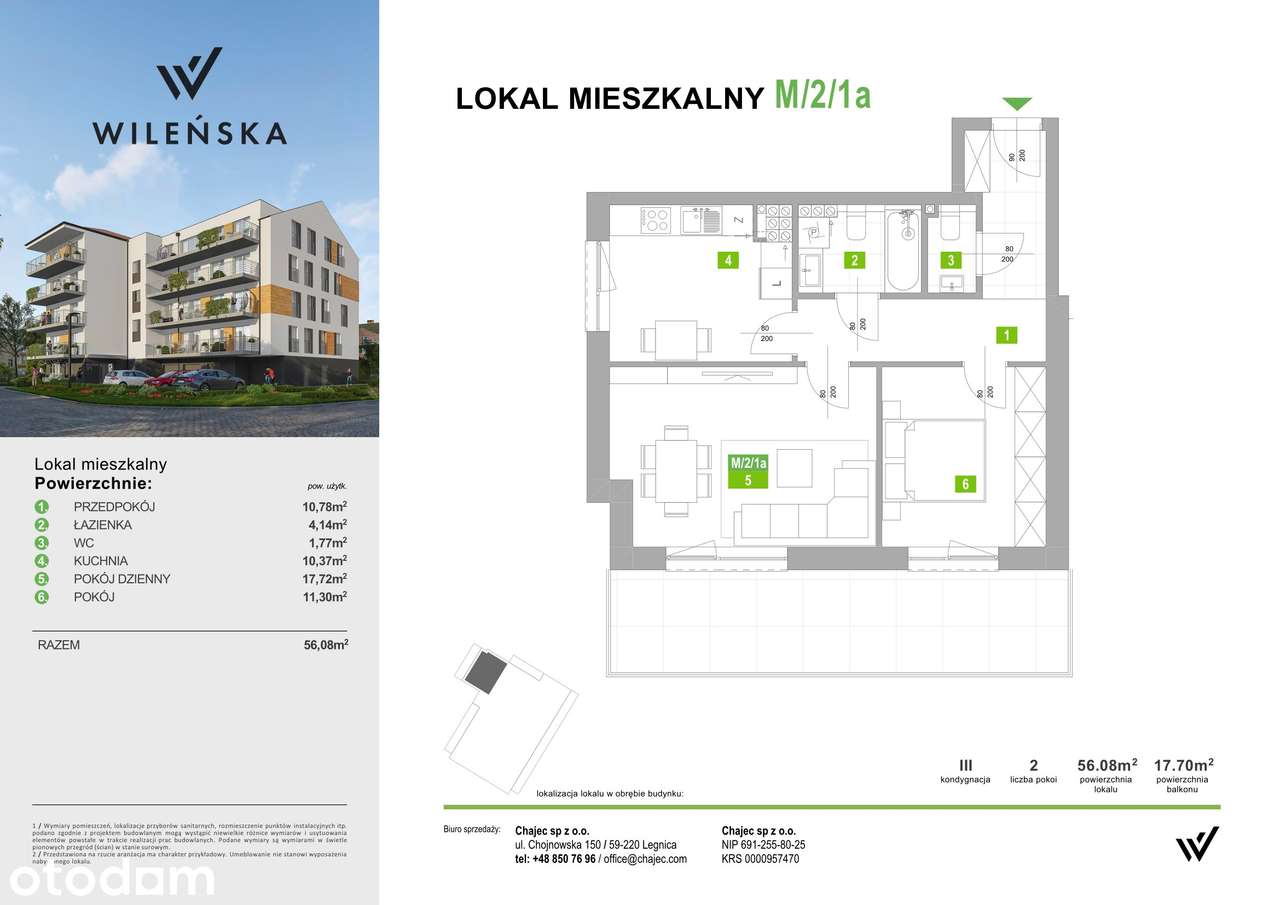 2-pokojowe mieszkanie | 56 m2 | Balkon - Pełny obrazek: 2/26
