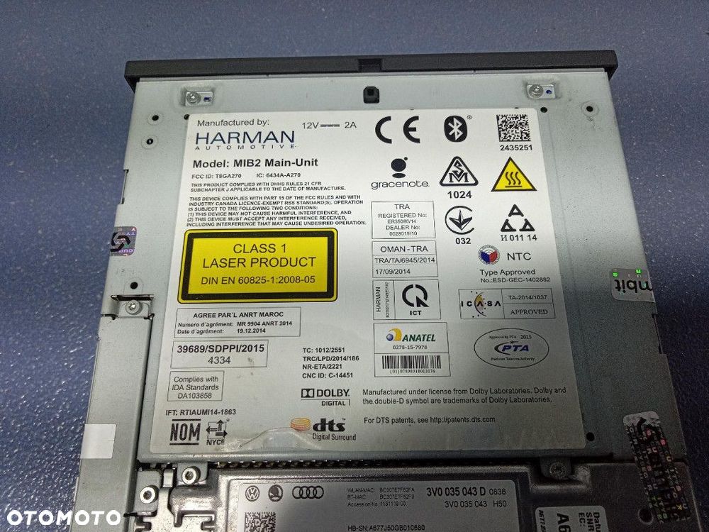 SKODA SUPERB III 15- CZYTNIK NAWIGACJI MIB 2 3V0035043D - 6