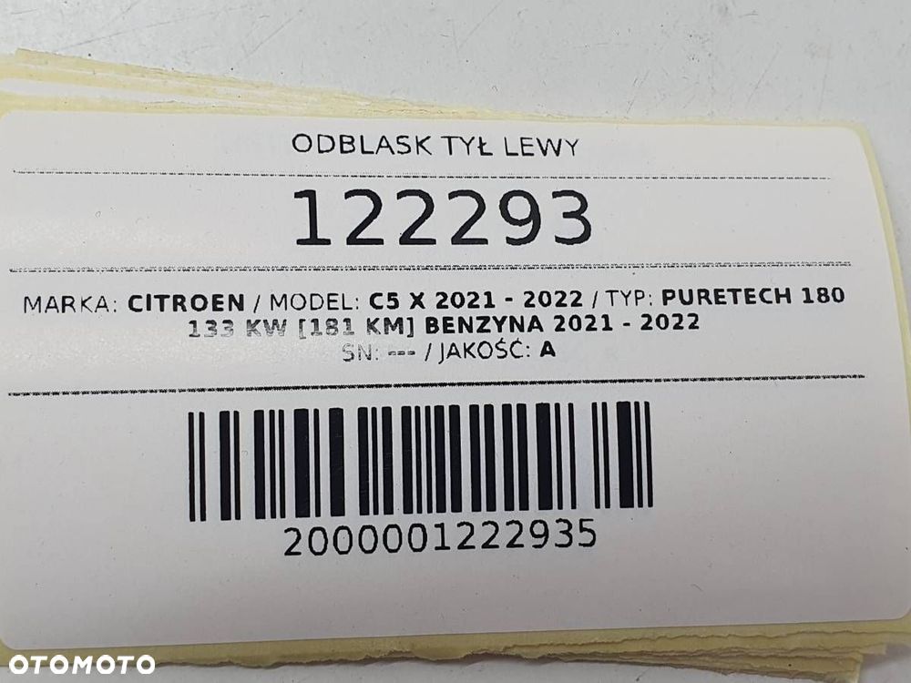 ODBLASK ZDERZAKA TYŁ TYLNY LEWY CITROEN C5 X - 8