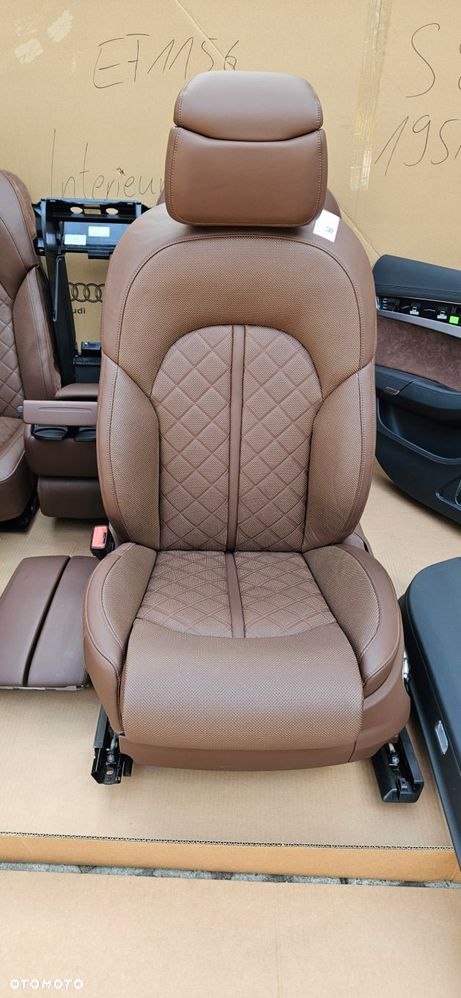 audi s8 a8 d4 lift fotele kanapa boczki brązowa skóra wentylacja masaże - 2