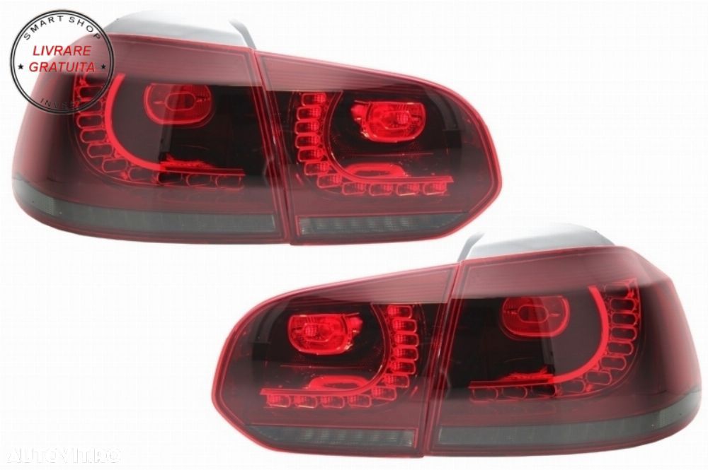 Bara Spate si Stopuri Full LED Rosu Fumuriu VW Golf 6 VI (2008-2013) R20 Look- livrare gratuita - 8