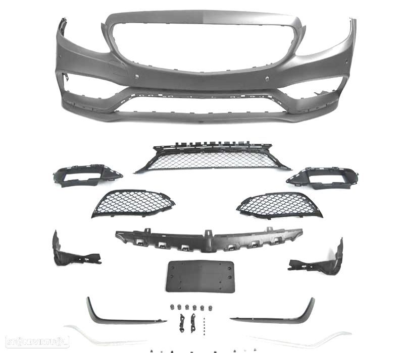 PARA-CHOQUES FRONTAL MERCEDES C W205 14-18 LOOK AMG C63 PRATEADO PDC - 4