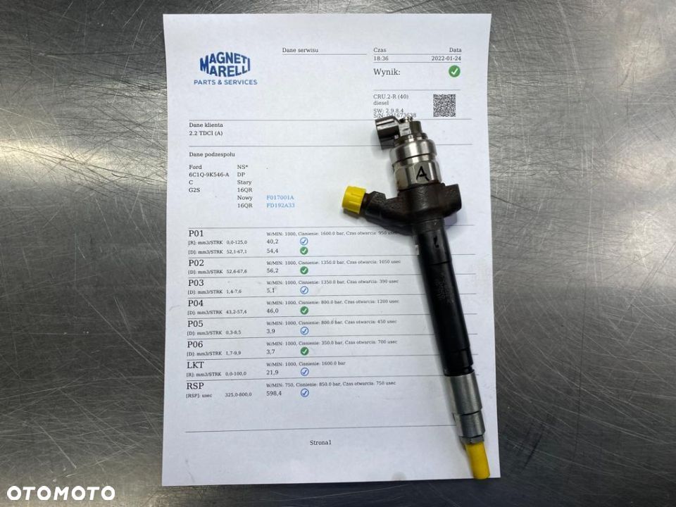 WTRYSKIWACZ TEST 2.2 TDCI HDI 6C1Q 9K546 AC REGENEROWANY WTRYSK WYDRUK IMA PEUGEOT JUMPER BOXER DUCATO TRANSIT - 1