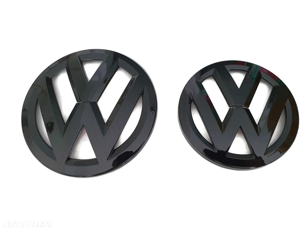 Set 2 Embleme Fata Spate Negru Lucios Volkswagen VW Golf 7 MK7, Glossy - 3