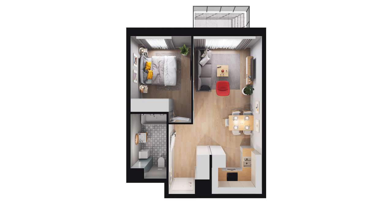 2-pokojowe mieszkanie 40m2 + balkon Bezpośrednio - Pełny obrazek: 2/14