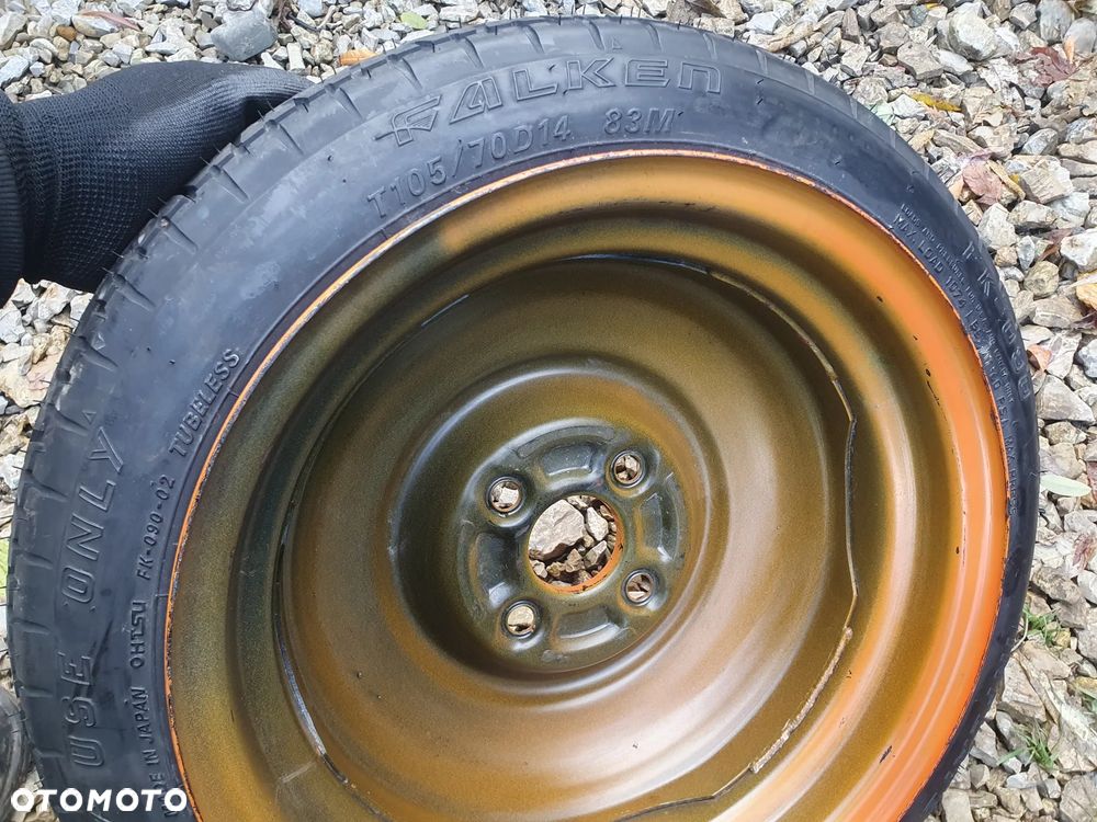 KOLO ZAPASOWE DOJAZDOWE ZAPAS R14 4X100 HYUNDAI KIA TOYOTA MAZDA  105/70R14 - 4