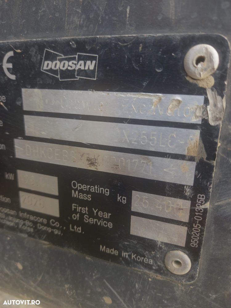 Doosan DX255LC-6, 2020, 10.576h, 25 tone, cupa 1,6mc, inst picon, posibilitate leasing 4 ani, Stare buna - 13