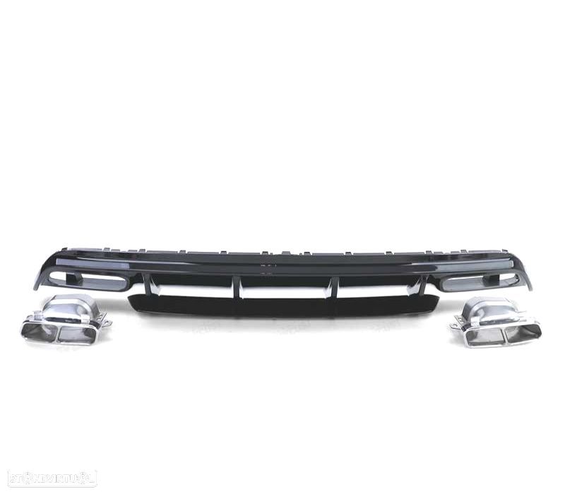 DIFUSOR MERCEDES CLASE A W176 12-18 LOOK A45 AMG PRETO BRILHANTE + PONTEIRAS DE ESCAPE - 2