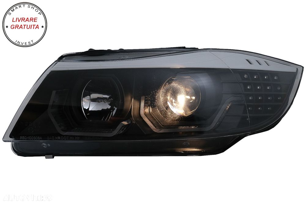 Faruri 3D LED Angel Eyes BMW Seria 3 Limousine E90 Touring E91 (03.2005-08.2008) L- livrare gratuita - 5