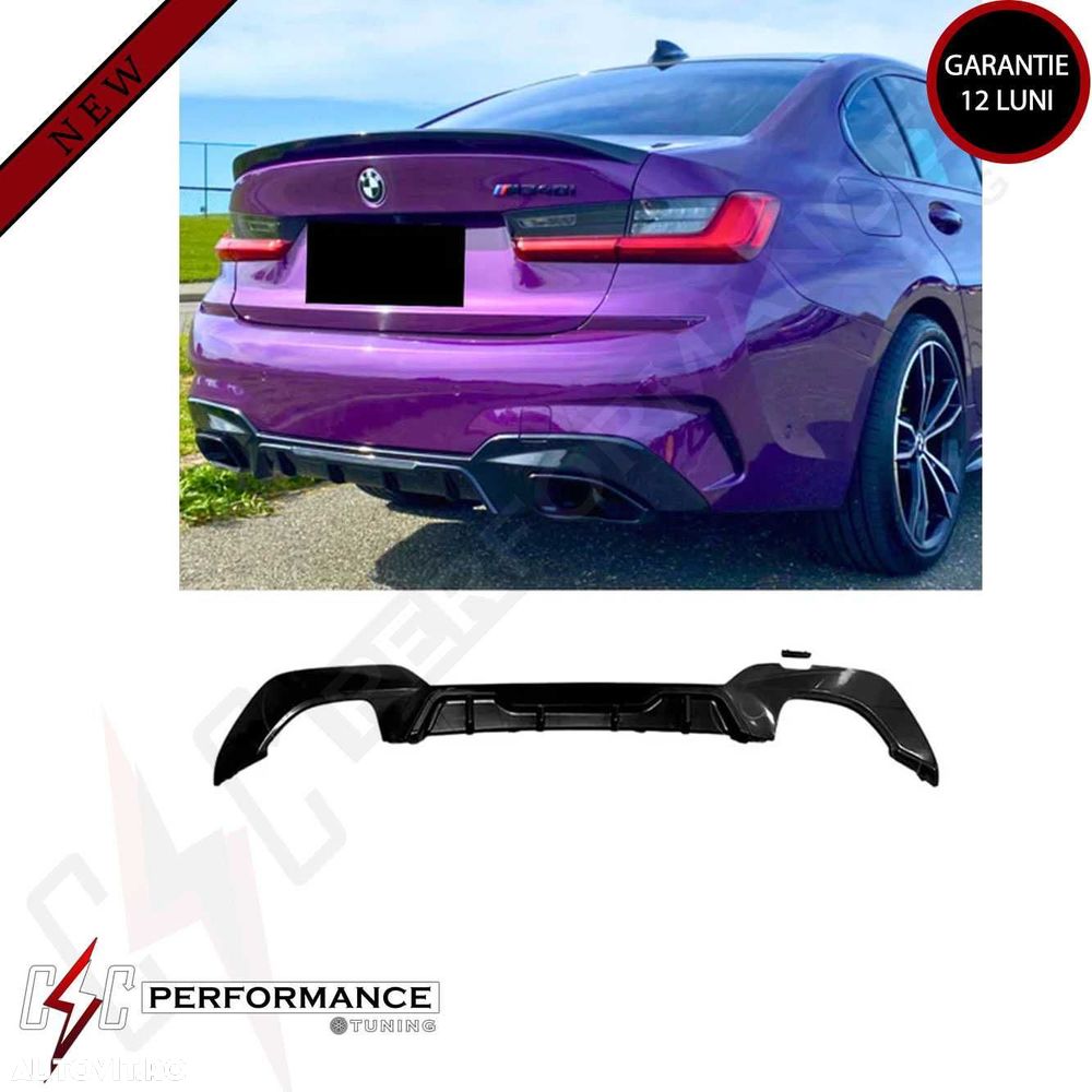 Difuzor Bara Spate BMW Seria 3 G20 G28 G21 2019-> M340i M Look Negru - 3