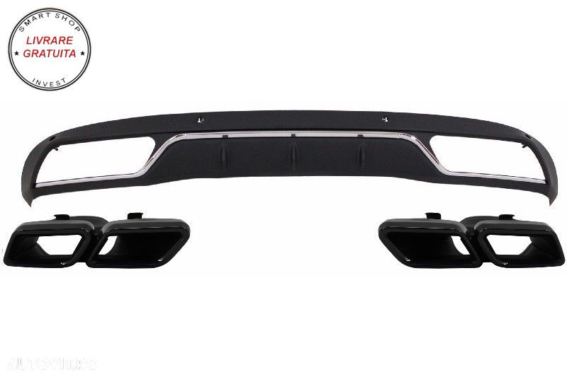 Difuzor Bara Spate Cu Ornamente tobe Negre Mercedes C-Class W205 S205 (2014-2018) - livrare gratuita - 1