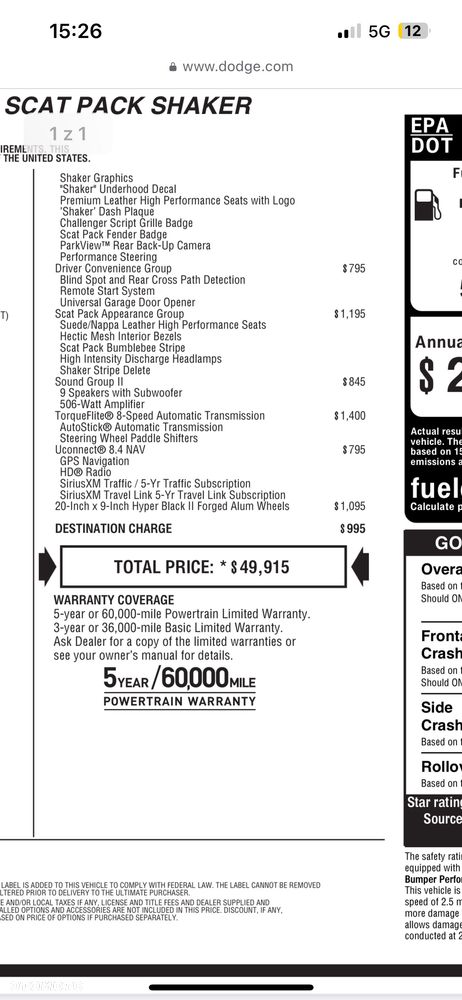 Dodge Challenger Automatik 392 Hemi Scat Pack Shaker - 34