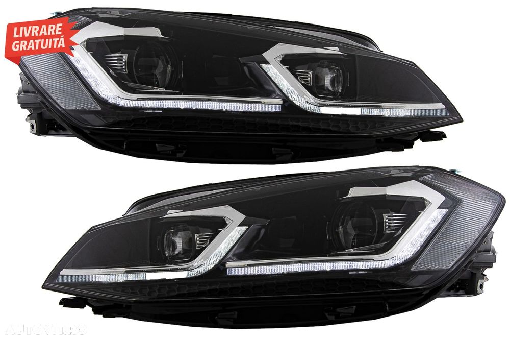 Faruri LED VW Golf 7.5 VII Facelift (2017-up) cu Semnal Dinamic- livrare gratuita - 4