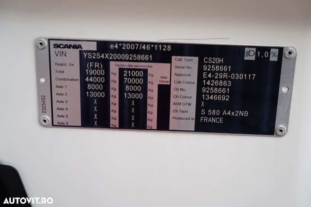 Scania S 580 / V8 / RETARDER / I-PARK COOL / FULL AIRMATIC / JANTE DIN ALIAJ / PIELE / ANVELOPE 100% / - 39