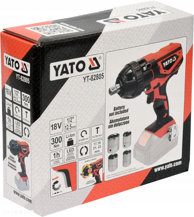 YATO KLUCZ UDAROWY DO KÓŁ 18V AKUMULATOROWY 1/2" 300Nm YT-82805 ZAKRĘTARKA - 4