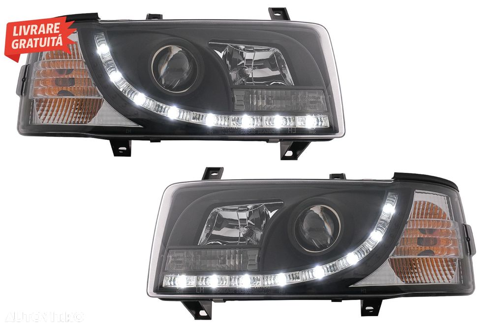 Faruri LED DRL VW Transporter T4 (1990-2003) Negru- livrare gratuita - 1