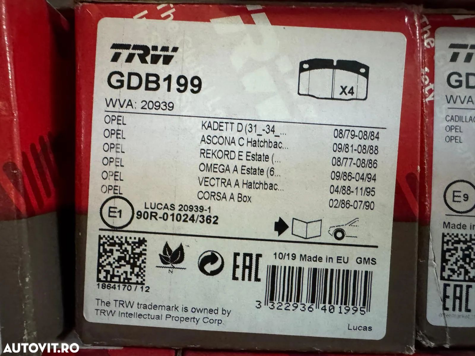 GDB199 | Set Placute Frane | Opel Corsa A - 1