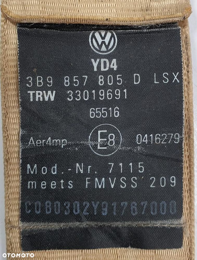 PAS BEZPIECZEŃSTWA LEWY TYŁ VW PASSAT B5 3B9857805D - 4