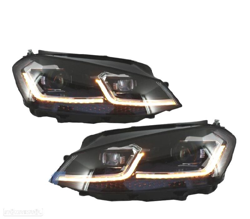 FAROIS VOLKSWAGEN VW GOLF 7 12-17 DRL DINAMICOS PRETO LOOK 7.5 R LINE - 7