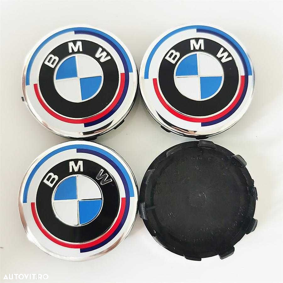 Capace Roti Sigle Embleme Jante BMW ALB NEGRU / Full Negru 56MM/68MM - 7