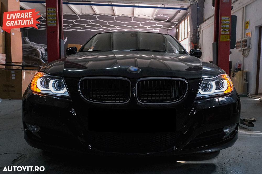 Faruri Xenon 3D Angel Eyes LED DRL BMW Seria 3 E90 E91 (2008-2011) Negru- livrare gratuita - 23