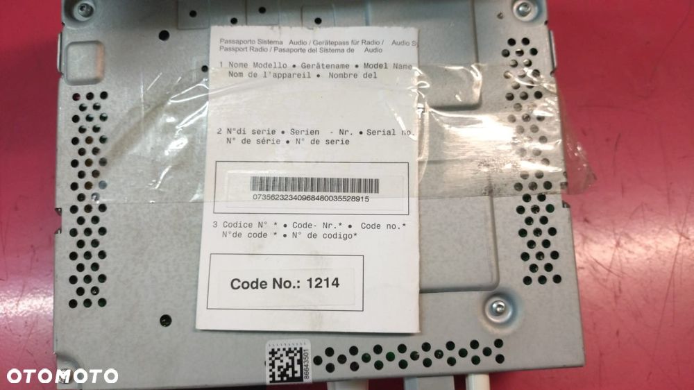 RADIO KOD FIAT DUCATO JUMPER BOXER 14- 07356232340 NO 925/190 - 2