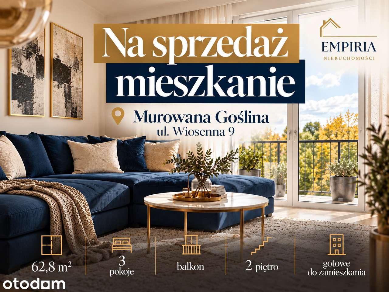 Mieszkanie na sprzedaż, 3 pokoje, 66 m², Murowana Goślina
