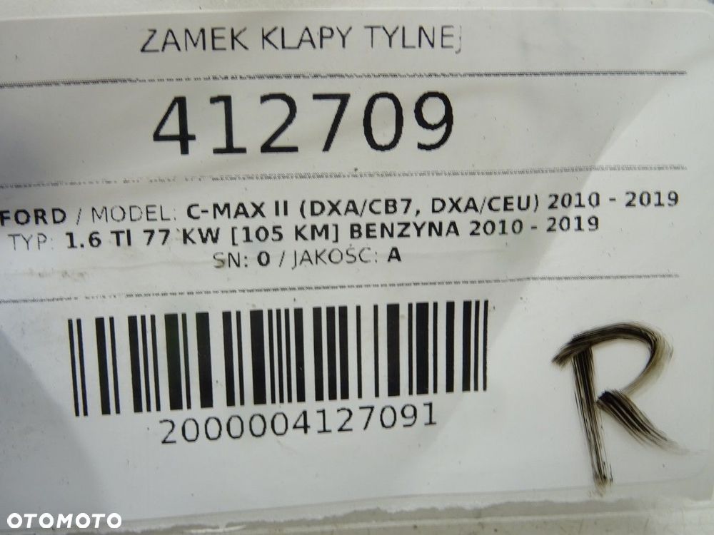 ZAMEK KLAPY TYLNEJ - 83.00 PLN - FORD C-MAX II (DXA/CB7, DXA/CEU) 2010 - 2019 1.6 Ti 77 kW [105 KM] - 5