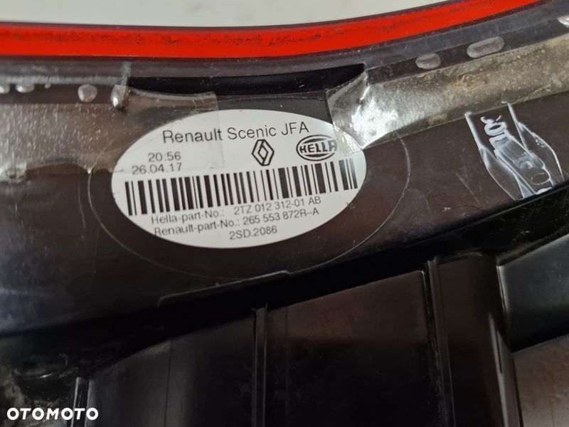 RENAULT SCENIC 4 IV LAMPA LEWY TYŁ LEWA TYLNA W KLAPĘ HELLA 265553872R - 6