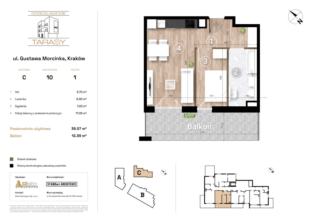 2-pokojowe mieszkanie 36m2 + balkon - Pełny obrazek: 2/13