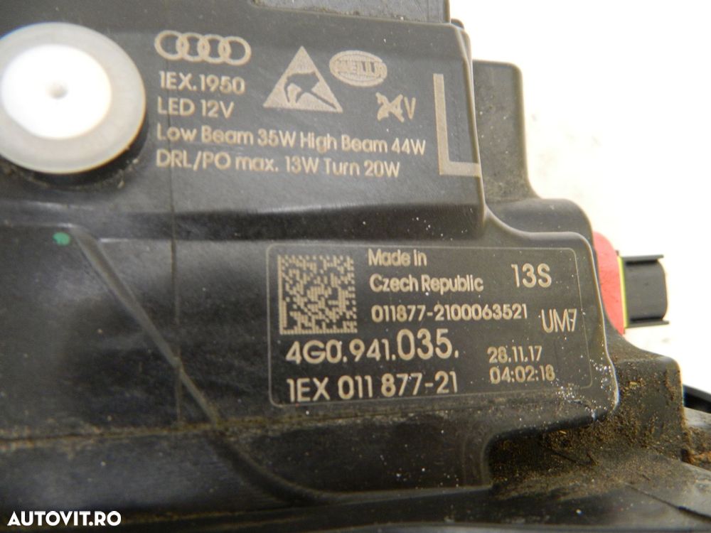 Far stanga Audi A6 4G, C7 facelift Led Matrix 2015, 2016, 2017, 2018, cod origine 4G0941035 - 6