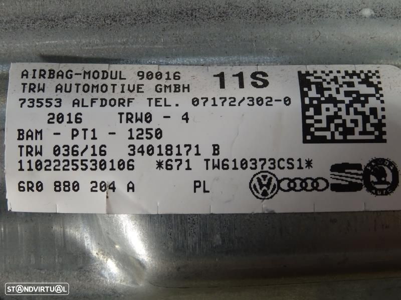 Airbag De Passageiro Volkswagen Polo (6R1, 6C1)  6R0880204a / 6R0 880 - 6