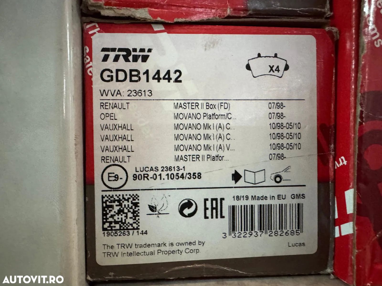 GDB1442 | Set Placute Frana | Opel Movano A - 1
