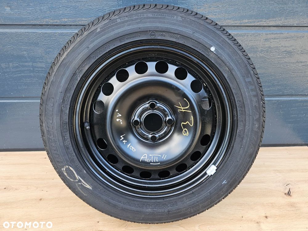 KOŁO ZAPASOWE ZESTAW NAPRAWCZY OPEL ASTRA G H MERIVA A CORSA D 4X100 16 CALI ET37 205/55/16 BRIDGESTONE - 2