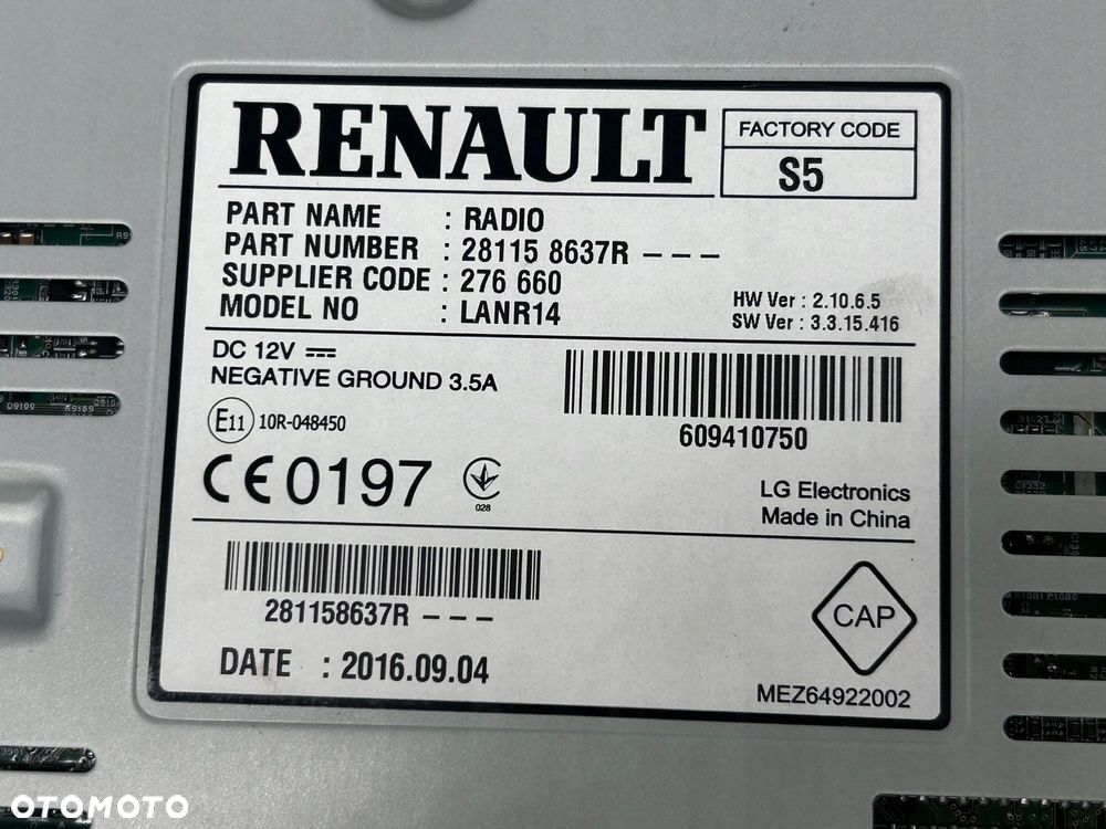 radioodtwarzacz stacja multimedialna renault megane iv 281158637r - 7