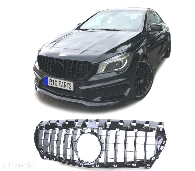 GRELHA FRONTAL MERCEDES CLA W117 13-16 LOOK GTR PRETO BRILHANTE - 2