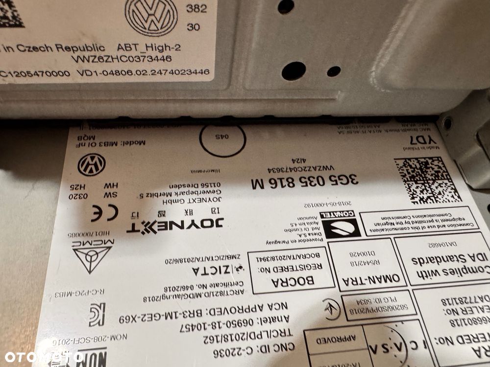 VW Arteon R NAWIGACJA WYŚWIETLACZ  MMI MIB 3G5035816M 5G6919606C - 3