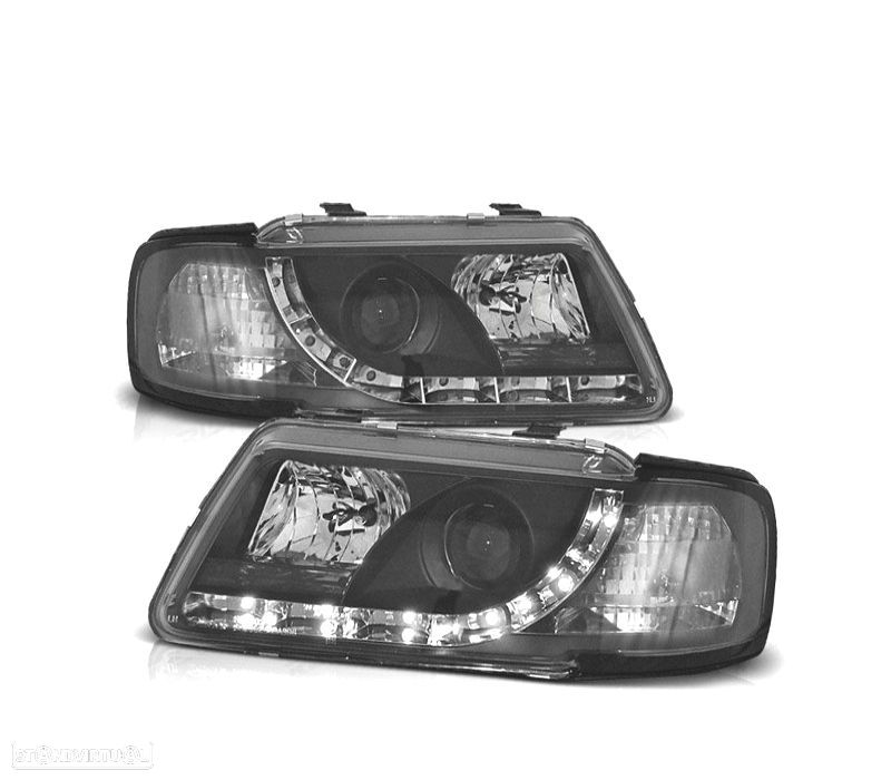 FARÓIS AUDI A3 8L 96-00 LUZ DIURNA FUNDO NEGRO - 1