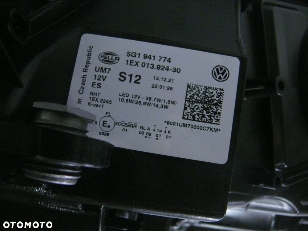 LAMPA PRZEDNIA PRAWA VOLKSWAGEN GOLF VII 7 5G0 2017 LIFT LED FULL - 5