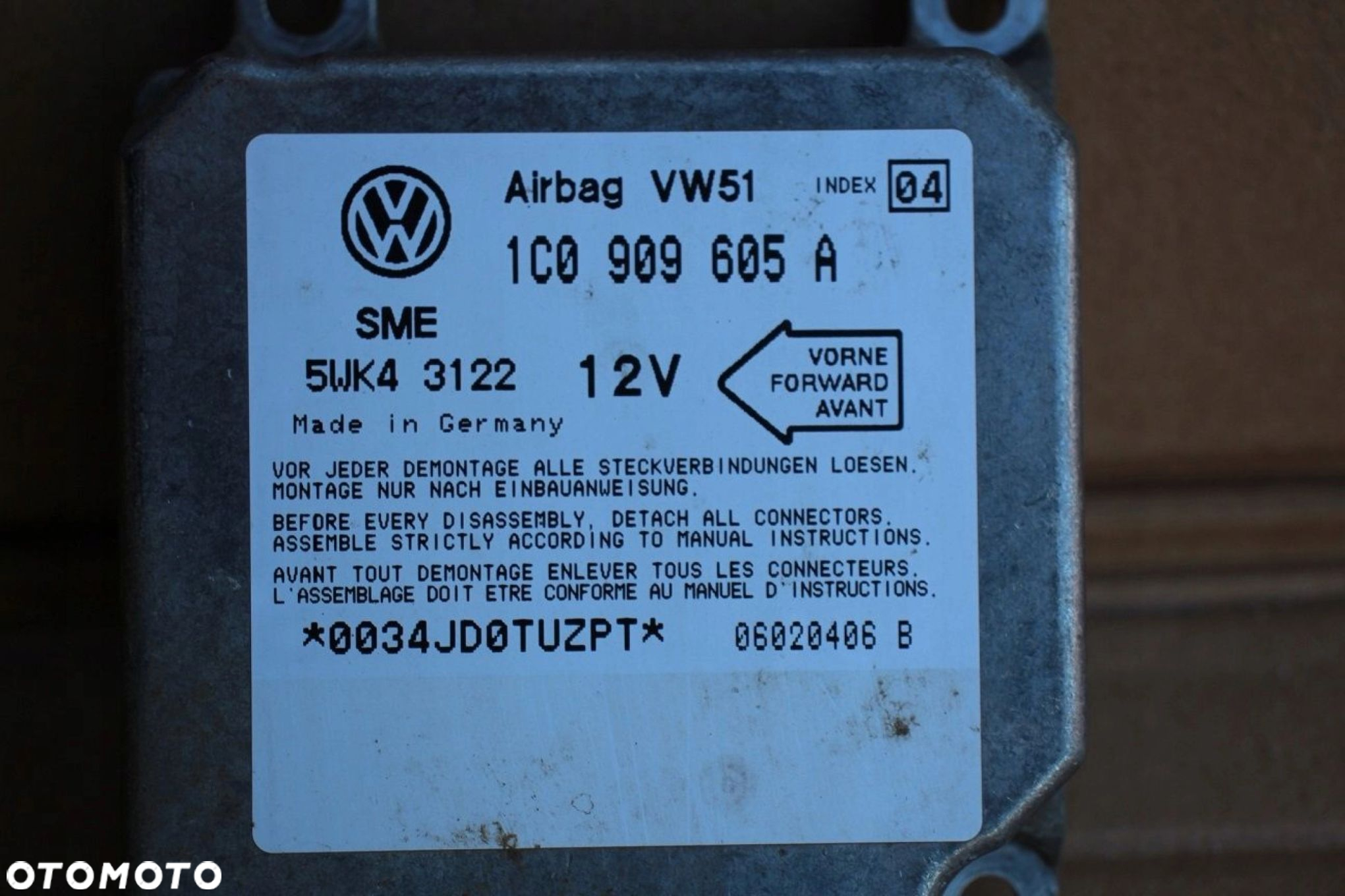 Moduł sensor poduszek AIRBAG VW TRANSPORTER T5 1C0909605A - 2
