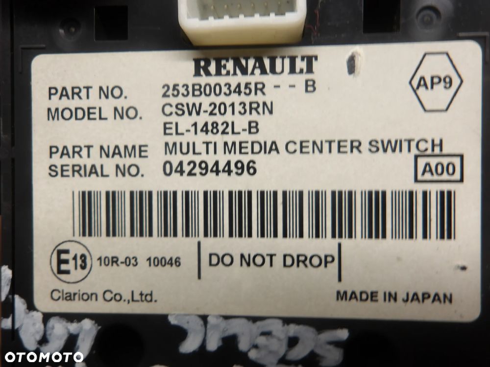 RENAULT GRAND SCENIC III 1.6 DCI PANEL STEROWANIA NAWIGACJI 253B00345R - 4