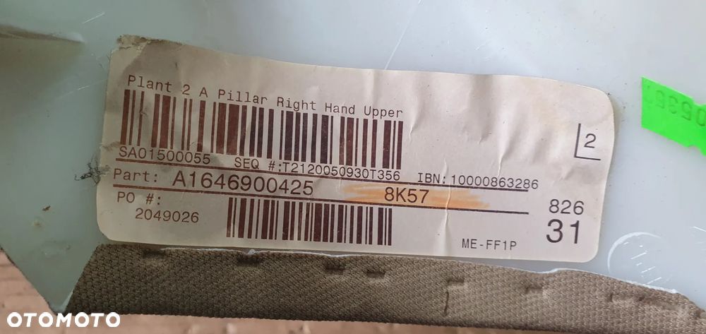 Osłona poszycie słupka prawy przód Mercedes ML W164 A1646900425 - 6