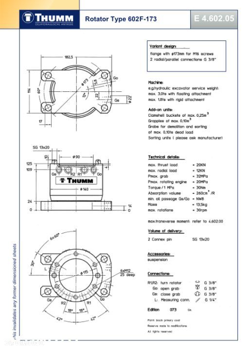 Rotator THUMM 602 F-173 2 tony chwytak żuraw HDS NOWY - 2
