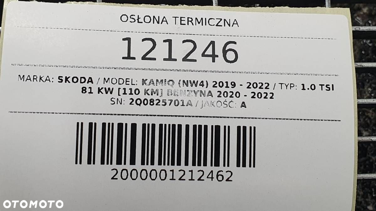 OSŁONA TERMICZNA WYDECHU TŁUMIKA SKODA KAMIQ 2Q0825701A - 4