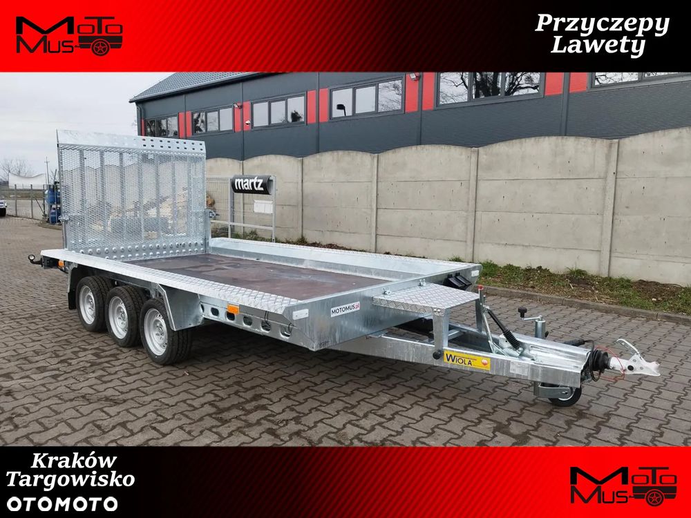 Wiola Przyczepa Wiola B3540 MAX TRAP 390x188 3 osie DMC 3500kg mocna spawana rama minikoparka walec - 1