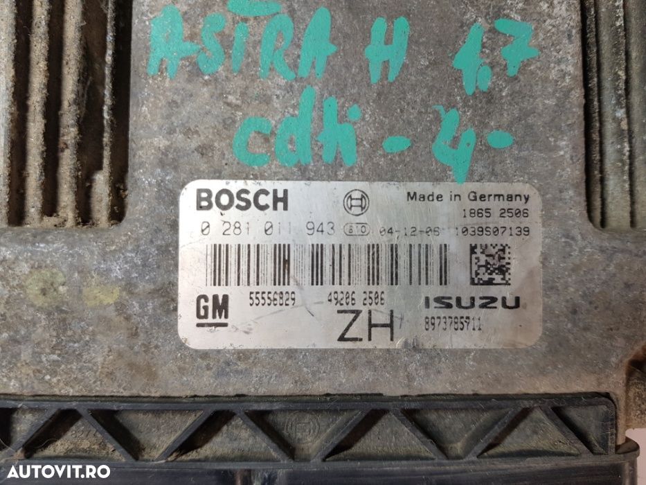 ECU Calculator motor Opel Astra H 1.7CDTI 55556829 8973785711 EDC16C9 - 2