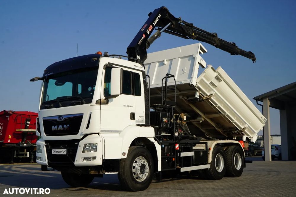 MAN TGS 26.420 / 6x4 / BASCULĂ CU 2 LATE / HIDRODECKER / BORDMATIC + HDS HIAB 188 B-3 / ROTATOR / GRAPER / TELECOMANDĂ / EURO 6 - 1