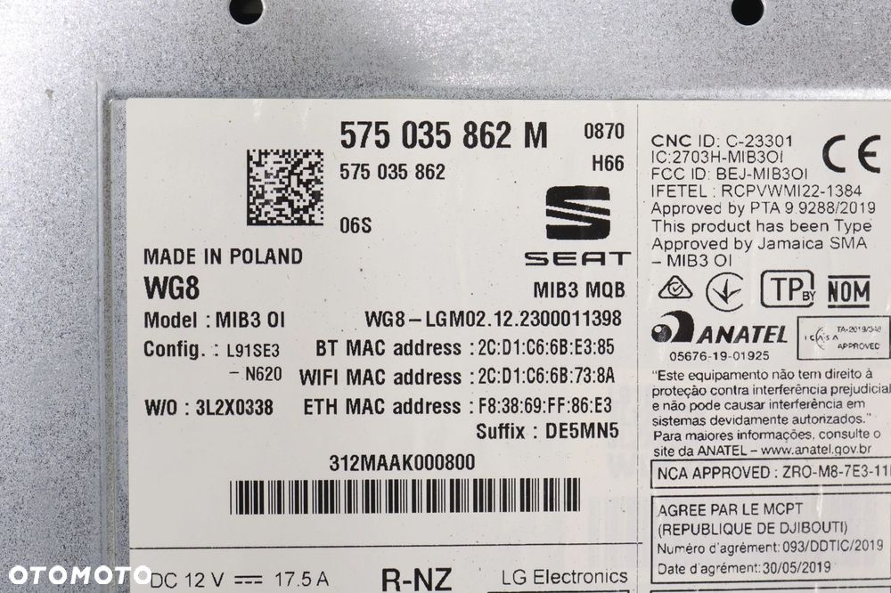 Seat Ibiza V czytnik nawigacji 575035862M - 3