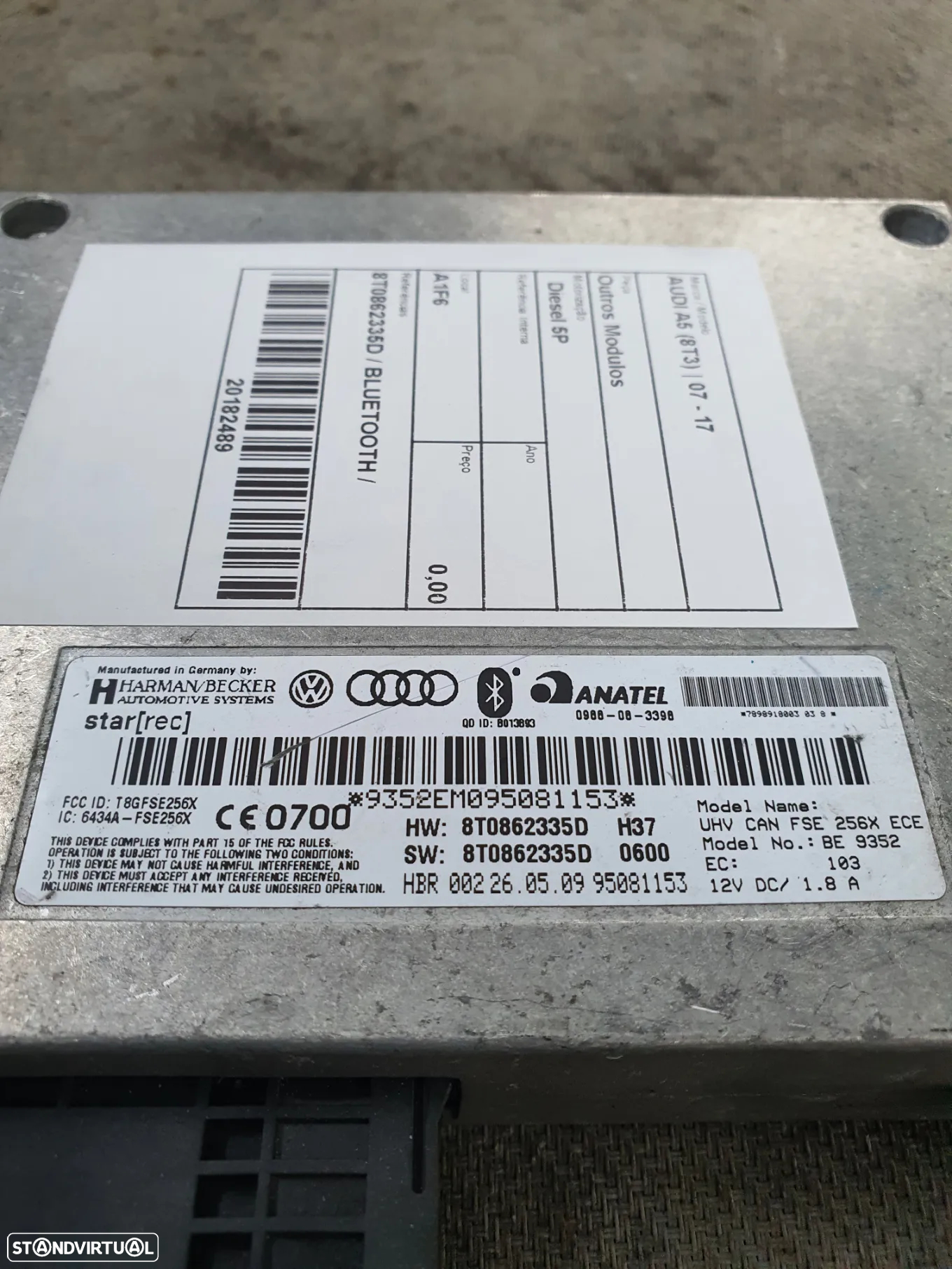 MODULO BLUETOOTH AUDI A5 07- / 8T0862335D - 2