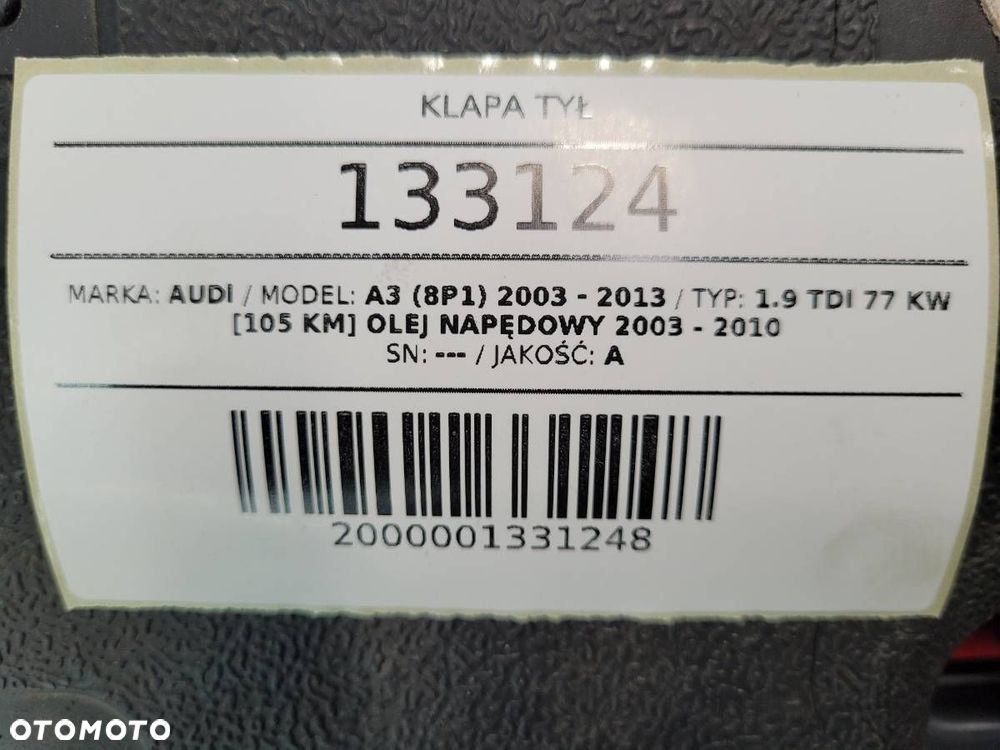 KLAPA TYŁ BAGAŻNIKA AUDI A3 8P 3D - 14